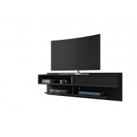 Manhattan Comfort 222BMC8 Astor 70.86 Modern Floating Entertainment Center 1.0 with Media Shelves in Black